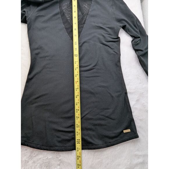 Alala Black Mesh Triangle Neck Drawstring Hoodie Athleisure Hooded Pullover - Picture 10 of 11